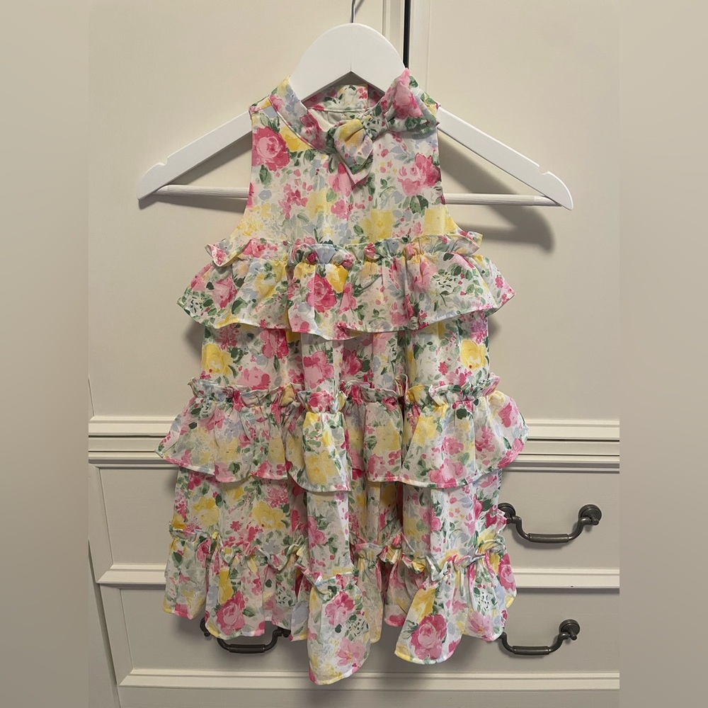 Multicolor floral JJ sleeveless ruffle dress